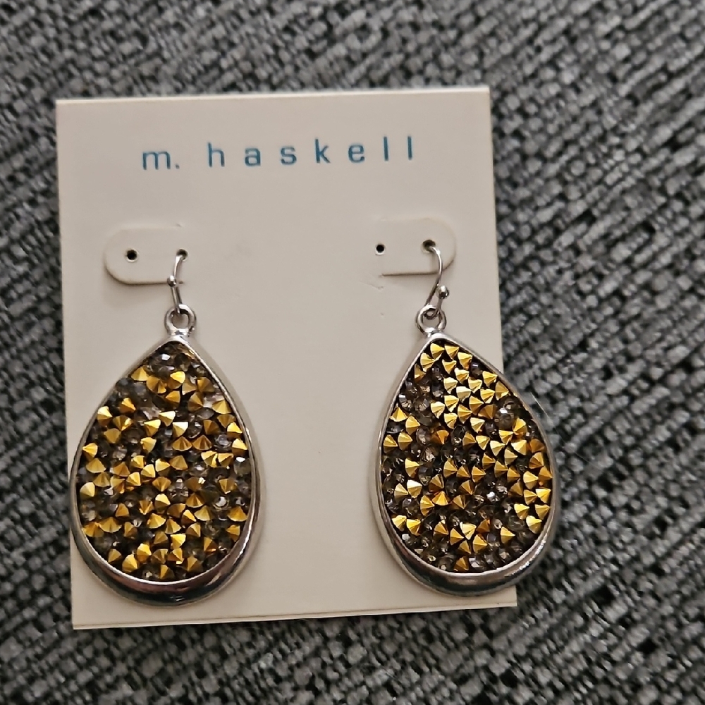 M. Haskell Gold and Silver Teardrop Earrings